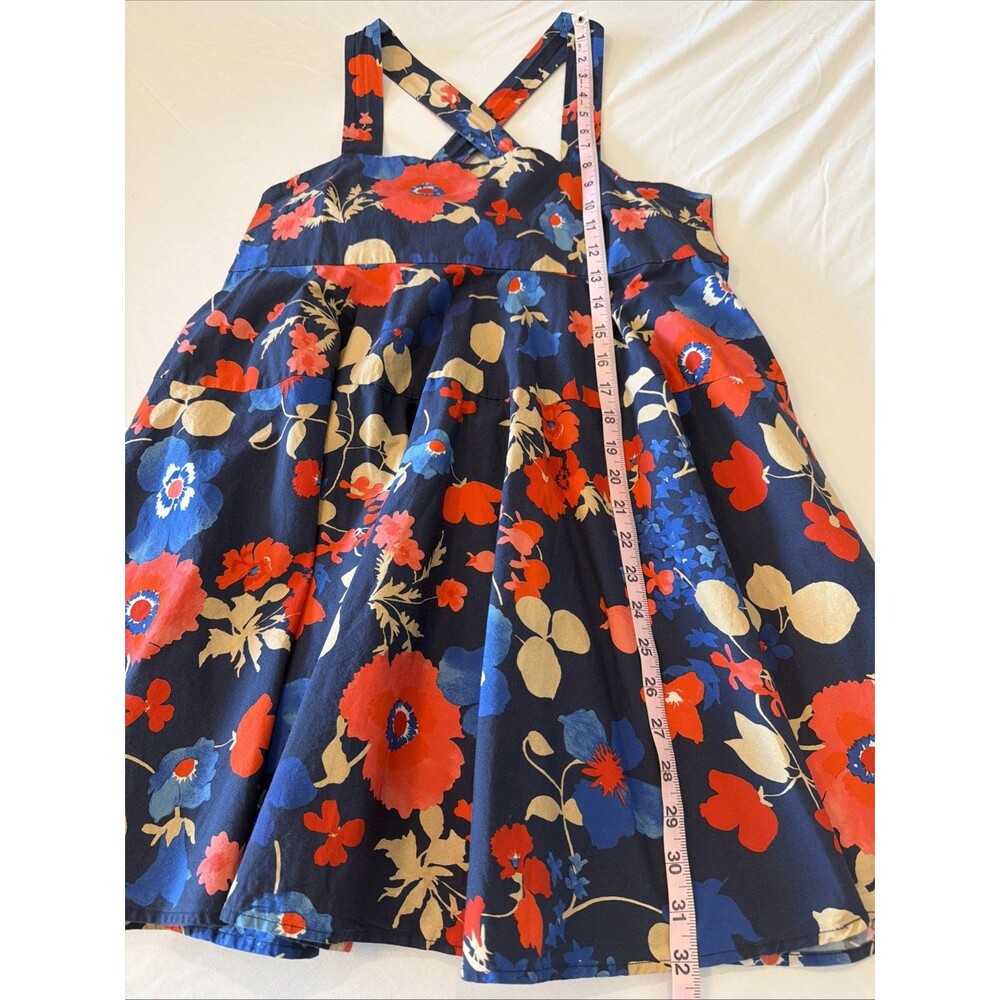 Peter Som Floral Mini Dress Sz 10 Blue Red Tie Back Babydoll Sundress Pockets EU - Picture 13 of 16